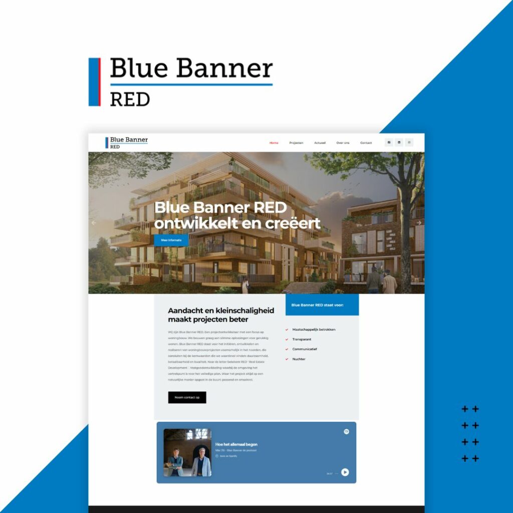 Blue banner red